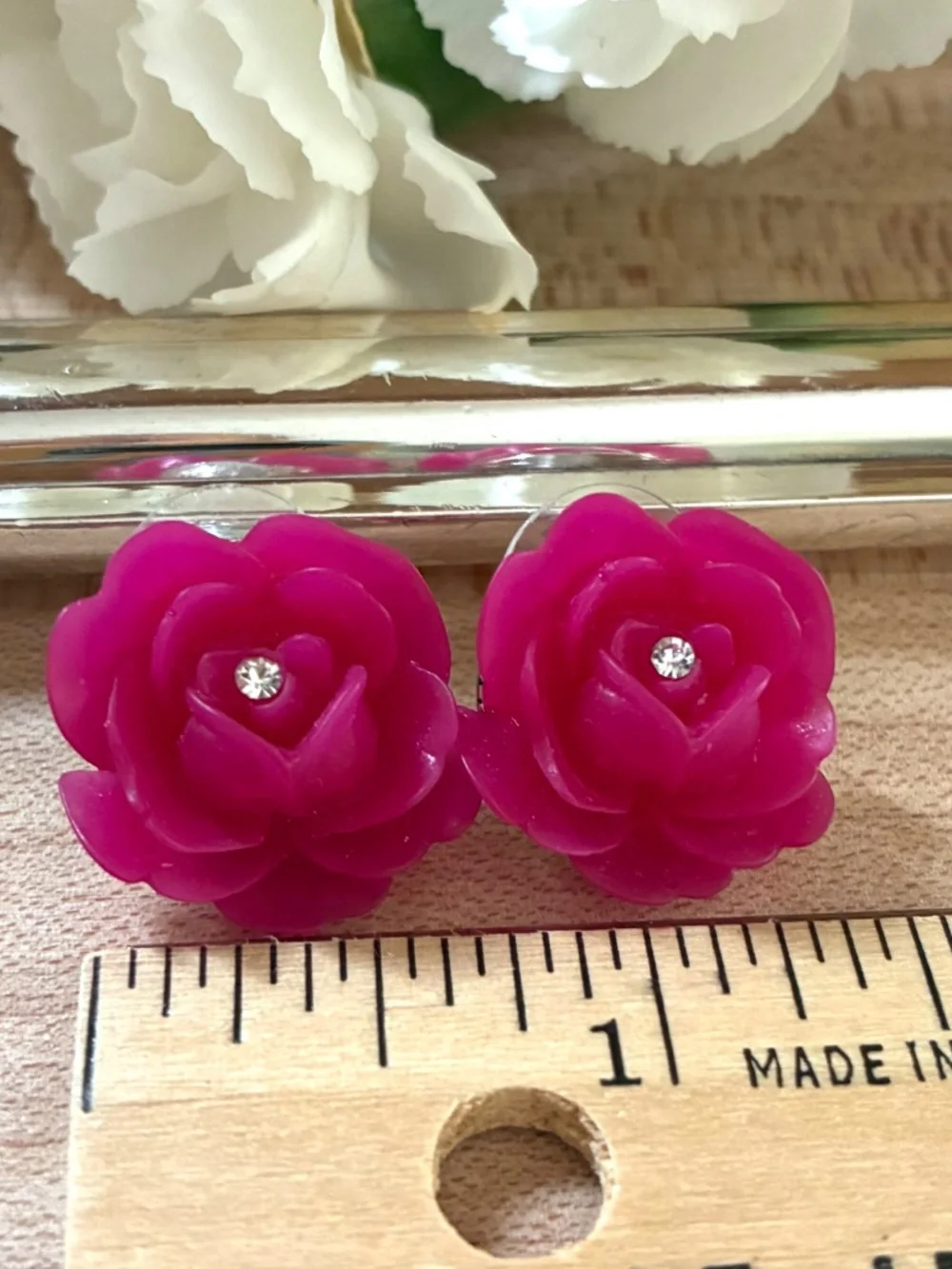Betsey Johnson Rose Crystal Stud Earrings